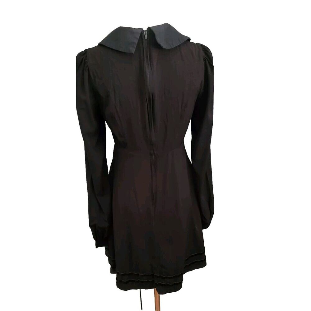 Hot Topic Small Dress Black Collared Long Sleeve Silver Skull Button Accents - Picture 5 of 6